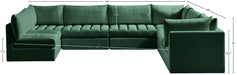 Meridian Furniture - Jacob 140" Velvet Upholstered 7 Piece Modular Sectional - 649Green-Sec7A - GreatFurnitureDeal