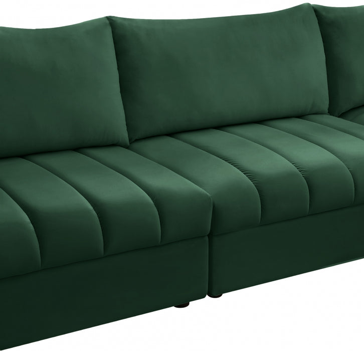 Meridian Furniture - Jacob 140" Velvet Upholstered 8 Piece Modular Sectional - 649Green-Sec8A - GreatFurnitureDeal