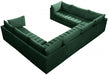 Meridian Furniture - Jacob 140" Velvet Upholstered 8 Piece Modular Sectional - 649Green-Sec8A - GreatFurnitureDeal