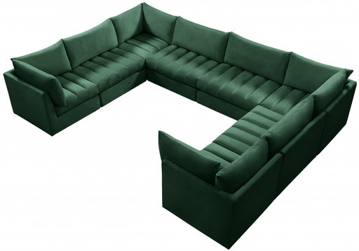 Meridian Furniture - Jacob 140" Velvet Upholstered 8 Piece Modular Sectional - 649Green-Sec8A - GreatFurnitureDeal