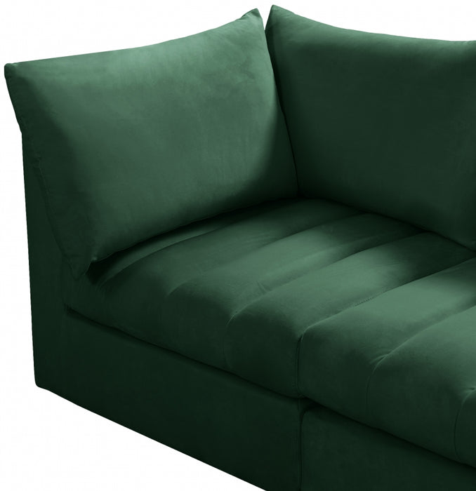 Meridian Furniture - Jacob 140" Velvet Upholstered 8 Piece Modular Sectional - 649Green-Sec8A - GreatFurnitureDeal