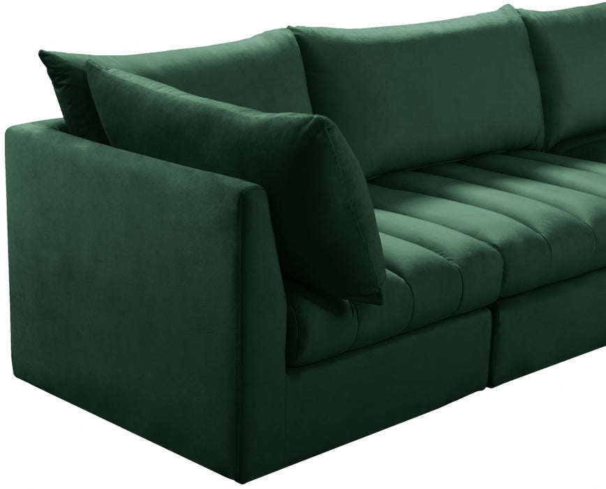 Meridian Furniture - Jacob 140" Velvet Upholstered 8 Piece Modular Sectional - 649Green-Sec8A - GreatFurnitureDeal