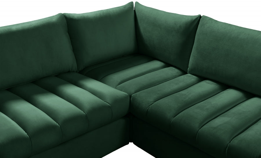 Meridian Furniture - Jacob 140" Velvet Upholstered 8 Piece Modular Sectional - 649Green-Sec8A - GreatFurnitureDeal