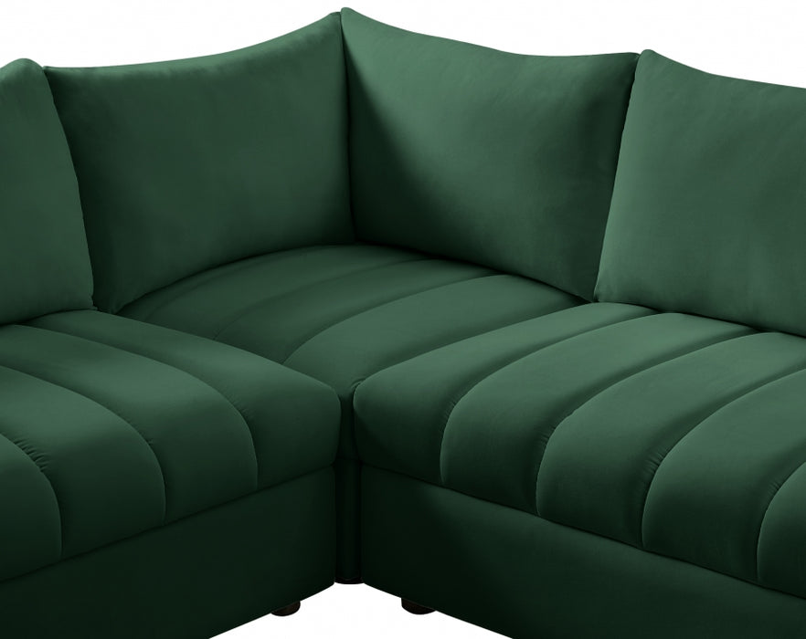 Meridian Furniture - Jacob 140" Velvet Upholstered 8 Piece Modular Sectional - 649Green-Sec8A - GreatFurnitureDeal