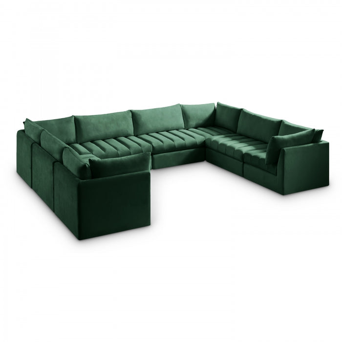 Meridian Furniture - Jacob 140" Velvet Upholstered 8 Piece Modular Sectional - 649Green-Sec8A - GreatFurnitureDeal