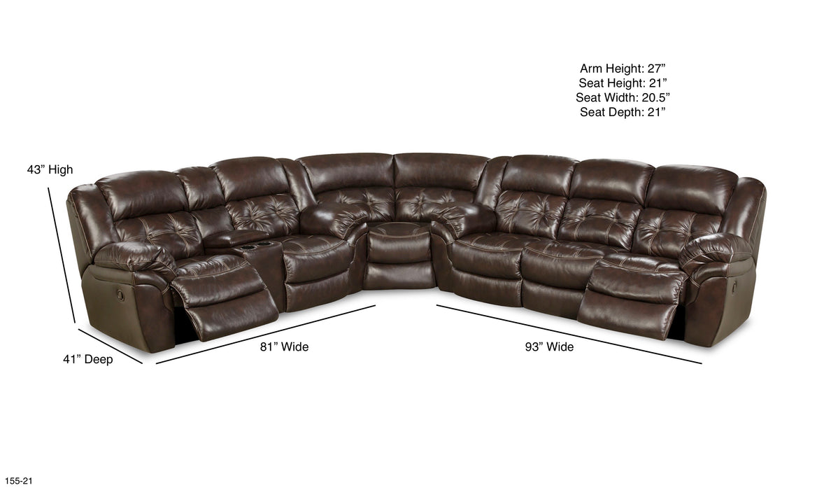 Motion Ease - Denver Reclining Console Sectional in Whiskey - 155-30 04 22-21 - GreatFurnitureDeal