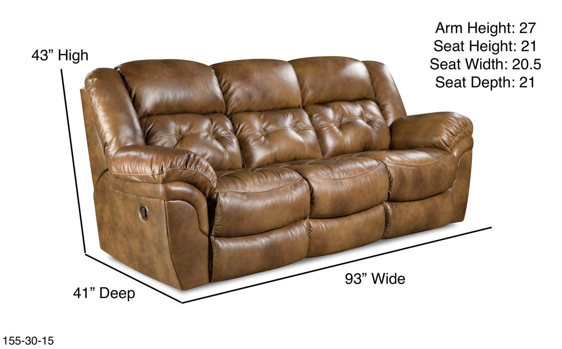 Motion Ease - Denver Double Reclining Sofa in Saddle - 155-30-15 - GreatFurnitureDeal