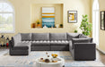 Meridian Furniture - Jacob 140" Velvet Upholstered 7 Piece Modular Sectional - 649Grey-Sec7A - GreatFurnitureDeal
