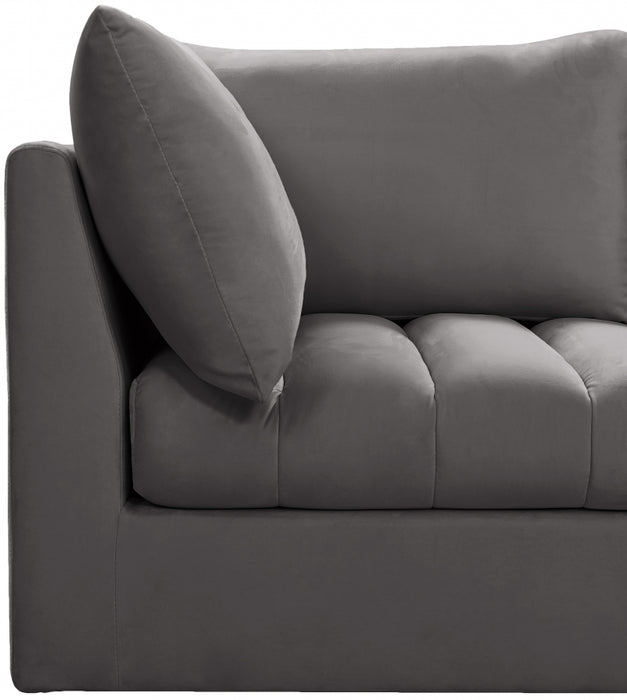 Meridian Furniture - Jacob 140" Velvet Upholstered 7 Piece Modular Sectional - 649Grey-Sec7A - GreatFurnitureDeal