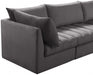 Meridian Furniture - Jacob 140" Velvet Upholstered 7 Piece Modular Sectional - 649Grey-Sec7A - GreatFurnitureDeal