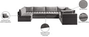 Meridian Furniture - Jacob 140" Velvet Upholstered 7 Piece Modular Sectional - 649Grey-Sec7A - GreatFurnitureDeal