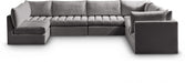 Meridian Furniture - Jacob 140" Velvet Upholstered 7 Piece Modular Sectional - 649Grey-Sec7A - GreatFurnitureDeal