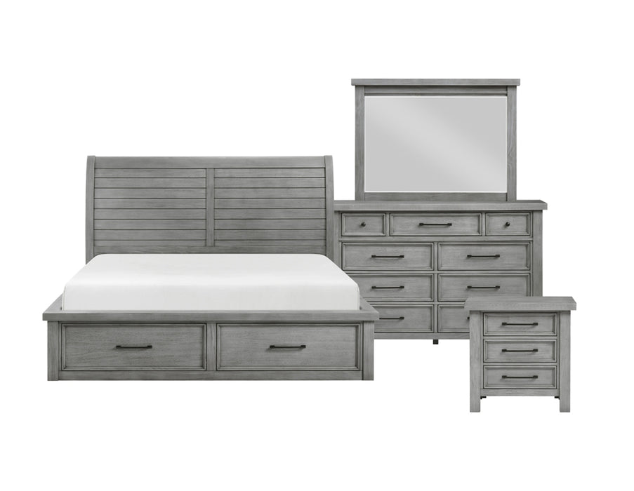 Homelegance - Logandale California King Platform Bed with Storage Footboard and Side Rails in Antique Gray - 1559DGK-1CK - GreatFurnitureDeal