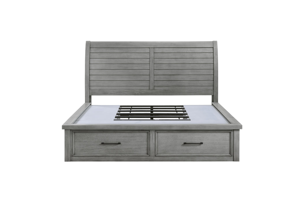 Homelegance - Logandale King Platform Bed with Storage Footboard and Side Rails in Antique Gray - 1559DGK-1EK - GreatFurnitureDeal