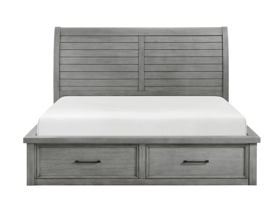 Homelegance - Logandale California King Platform Bed with Storage Footboard and Side Rails in Antique Gray - 1559DGK-1CK - GreatFurnitureDeal