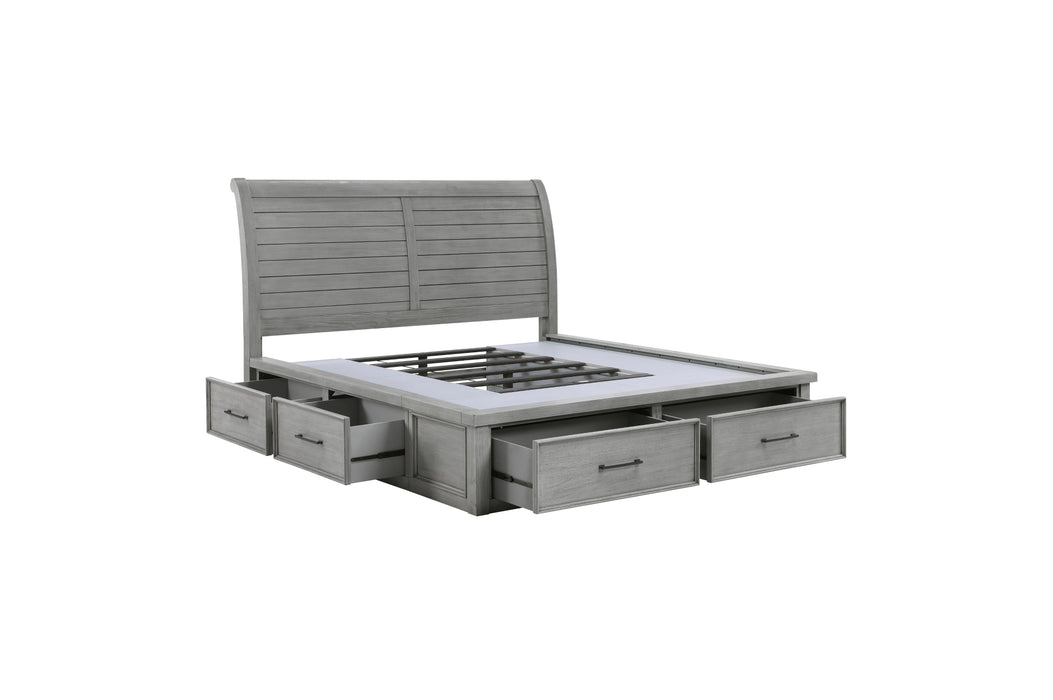 Homelegance - Logandale California King Platform Bed with Storage Footboard and Side Rails in Antique Gray - 1559DGK-1CK - GreatFurnitureDeal