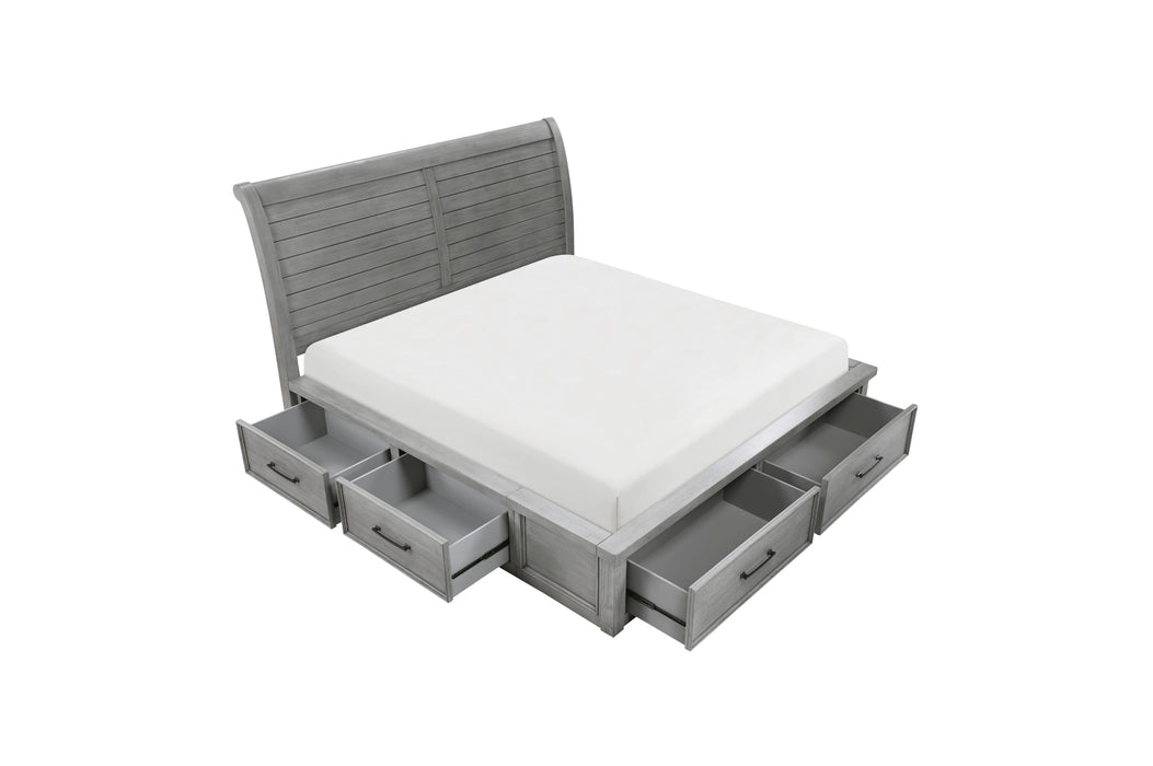 Homelegance - Logandale California King Platform Bed with Storage Footboard and Side Rails in Antique Gray - 1559DGK-1CK - GreatFurnitureDeal