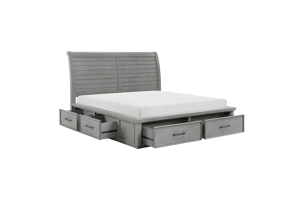 Homelegance - Logandale King Platform Bed with Storage Footboard and Side Rails in Antique Gray - 1559DGK-1EK - GreatFurnitureDeal