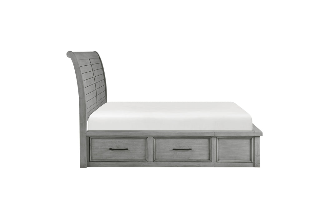 Homelegance - Logandale King Platform Bed with Storage Footboard and Side Rails in Antique Gray - 1559DGK-1EK - GreatFurnitureDeal