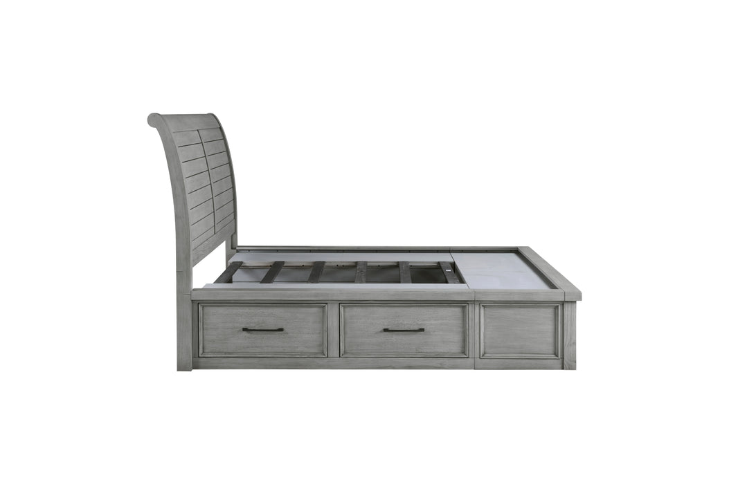 Homelegance - Logandale King Platform Bed with Storage Footboard and Side Rails in Antique Gray - 1559DGK-1EK - GreatFurnitureDeal