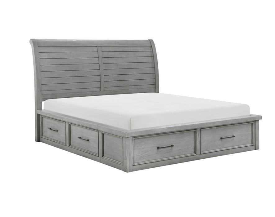 Homelegance - Logandale Queen Platform Bed with Storage Footboard and Side Rails in Antique Gray - 1559DG-1 - GreatFurnitureDeal