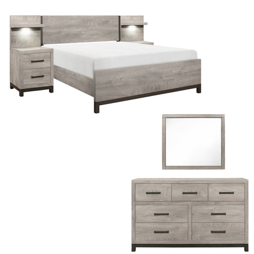 Homelegance - Zephyr 5 Piece King Wall Panel Bedroom Set in 2-Tone - 1577K-1EK*WB-5SET - GreatFurnitureDeal