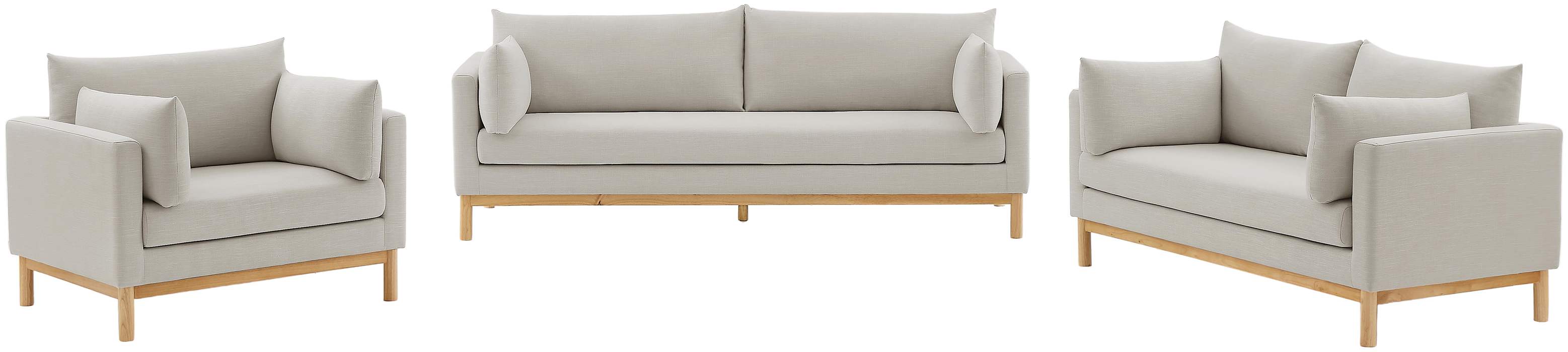 Meridian Furniture - Langham 89.5" Beige Linen Textured Fabric Upholstered Sofa - 157Beige-S - GreatFurnitureDeal