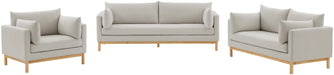 Meridian Furniture - Langham 89.5" Beige Linen Textured Fabric Upholstered Sofa - 157Beige-S - GreatFurnitureDeal