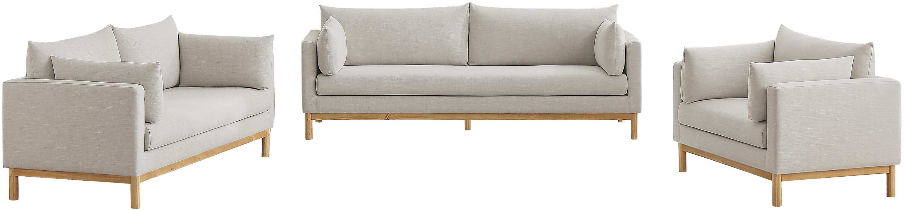 Meridian Furniture - Langham 89.5" Beige Linen Textured Fabric Upholstered Sofa - 157Beige-S - GreatFurnitureDeal