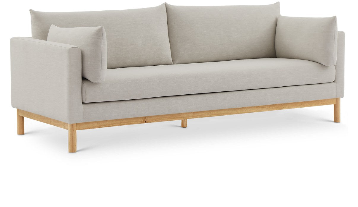 Meridian Furniture - Langham 89.5" Beige Linen Textured Fabric Upholstered Sofa - 157Beige-S - GreatFurnitureDeal