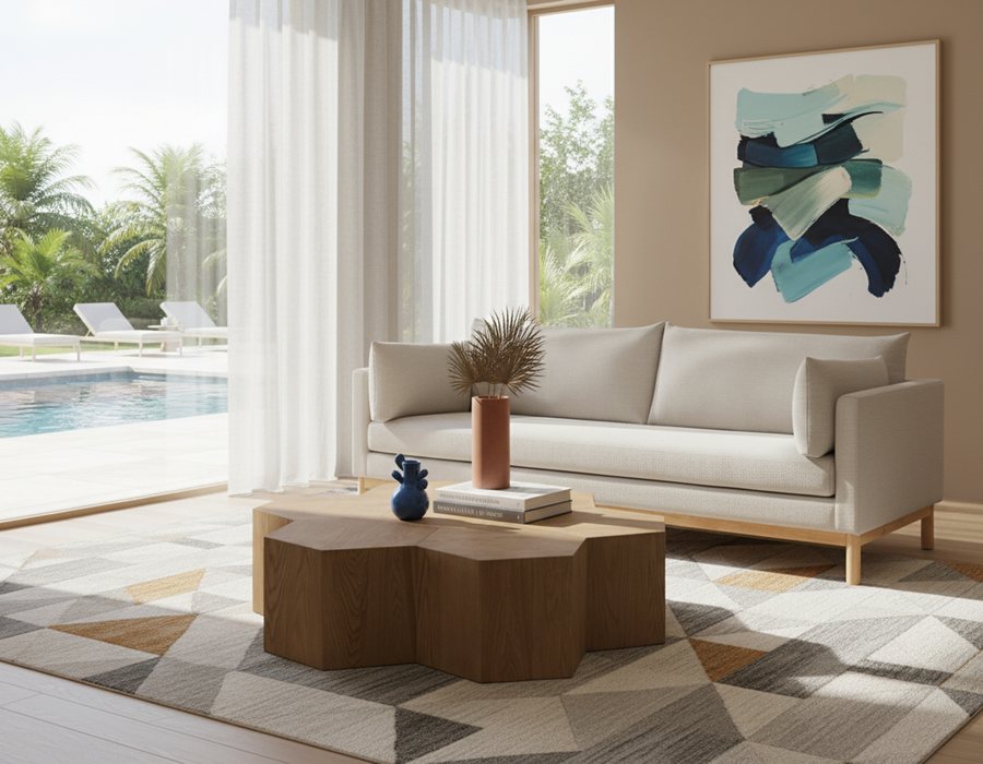 Meridian Furniture - Langham 89.5" Beige Linen Textured Fabric Upholstered Sofa - 157Beige-S - GreatFurnitureDeal