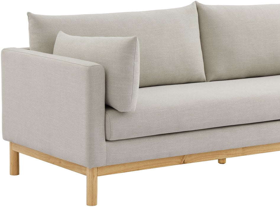 Meridian Furniture - Langham 89.5" Beige Linen Textured Fabric Upholstered Sofa - 157Beige-S - GreatFurnitureDeal