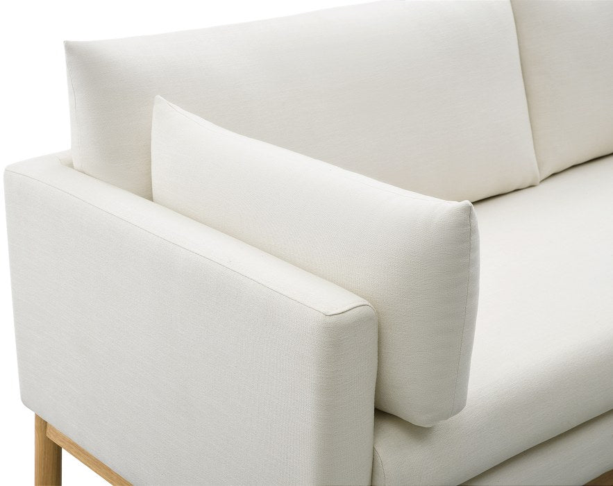 Meridian Furniture - Langham 89.5" Cream Linen Textured Fabric Upholstered Sofa - 157Cream-S - GreatFurnitureDeal