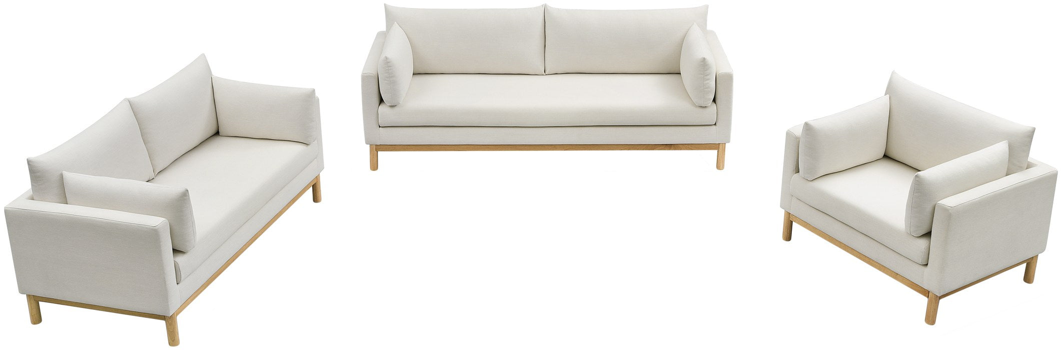 Meridian Furniture - Langham 89.5" Cream Linen Textured Fabric Upholstered Sofa - 157Cream-S - GreatFurnitureDeal