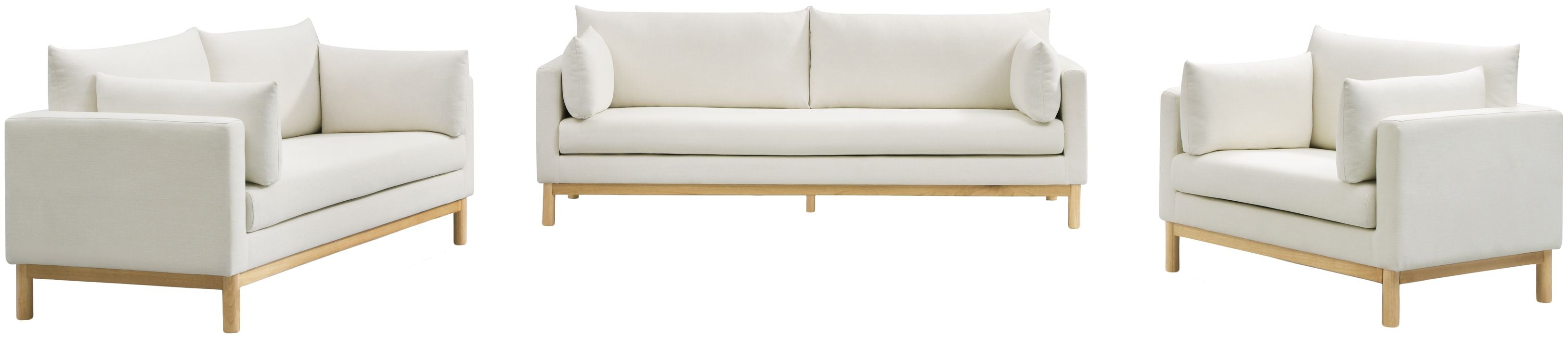 Meridian Furniture - Langham 89.5" Cream Linen Textured Fabric Upholstered Sofa - 157Cream-S - GreatFurnitureDeal