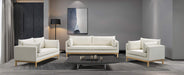 Meridian Furniture - Langham 89.5" Cream Linen Textured Fabric Upholstered Sofa - 157Cream-S - GreatFurnitureDeal