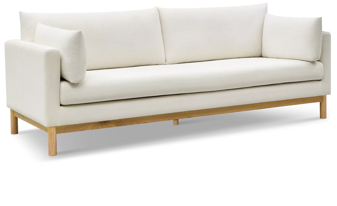 Meridian Furniture - Langham 89.5" Cream Linen Textured Fabric Upholstered Sofa - 157Cream-S - GreatFurnitureDeal