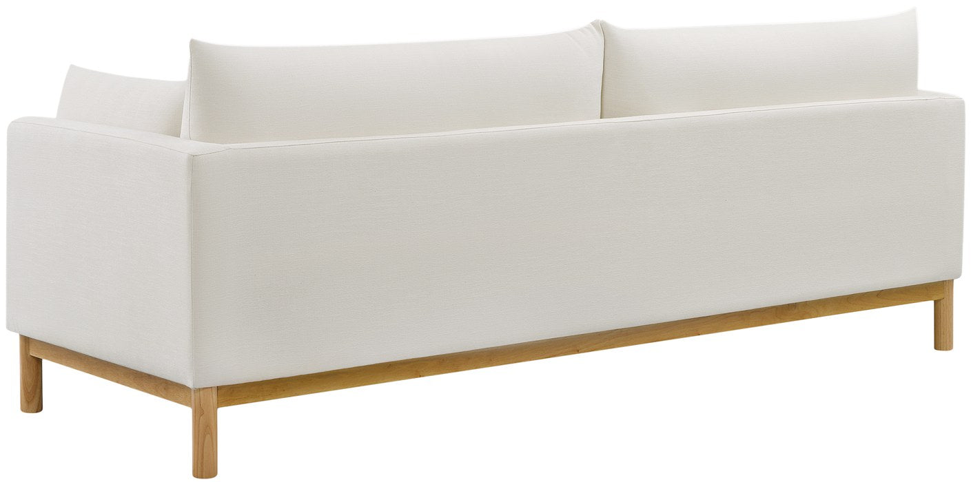 Meridian Furniture - Langham 89.5" Cream Linen Textured Fabric Upholstered Sofa - 157Cream-S - GreatFurnitureDeal