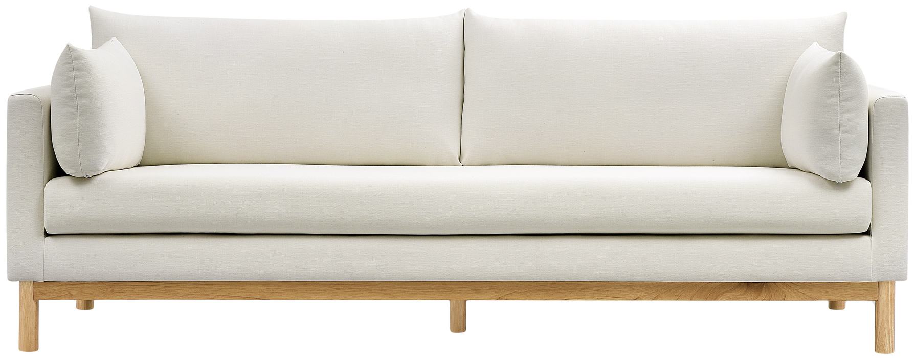 Meridian Furniture - Langham 89.5" Cream Linen Textured Fabric Upholstered Sofa - 157Cream-S - GreatFurnitureDeal
