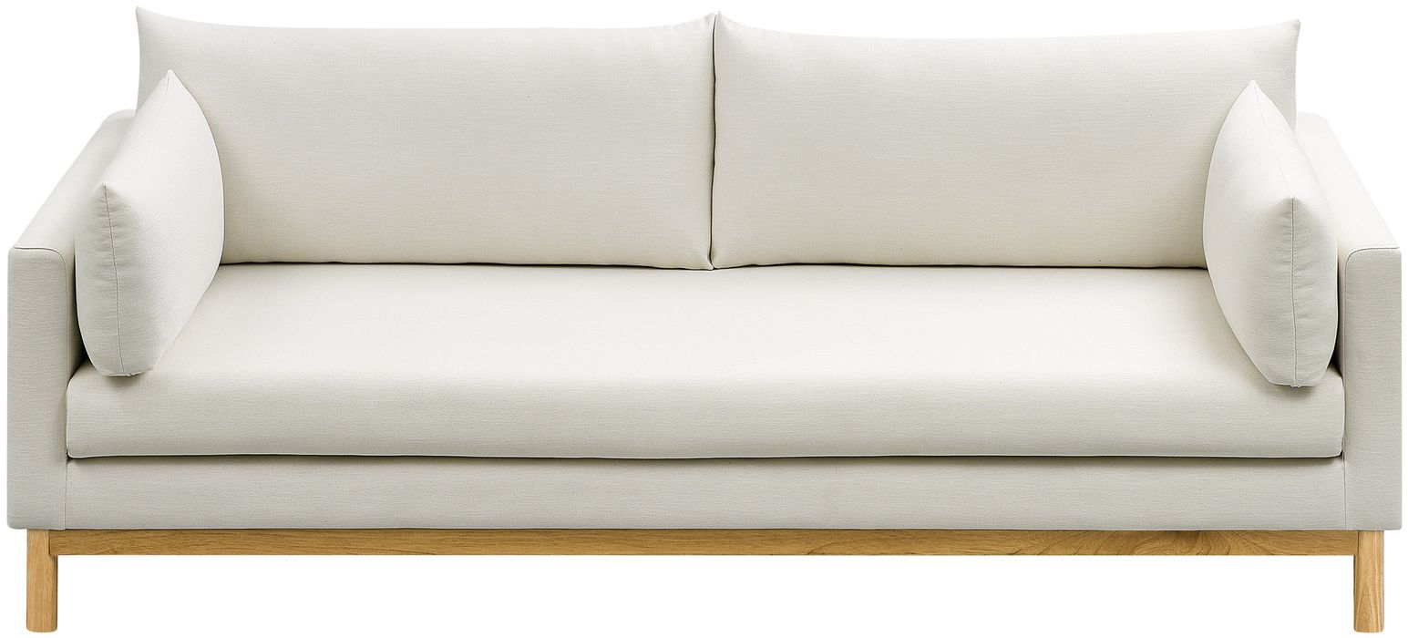 Meridian Furniture - Langham 89.5" Cream Linen Textured Fabric Upholstered Sofa - 157Cream-S - GreatFurnitureDeal