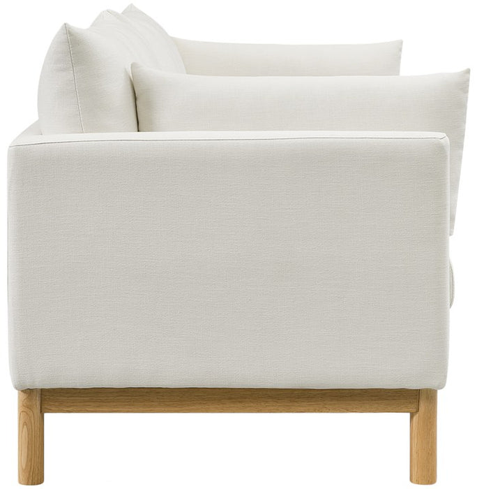 Meridian Furniture - Langham 89.5" Cream Linen Textured Fabric Upholstered Sofa - 157Cream-S - GreatFurnitureDeal