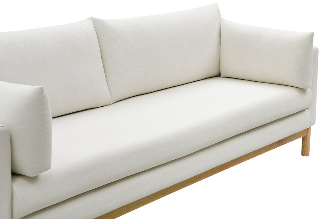 Meridian Furniture - Langham 89.5" Cream Linen Textured Fabric Upholstered Sofa - 157Cream-S - GreatFurnitureDeal