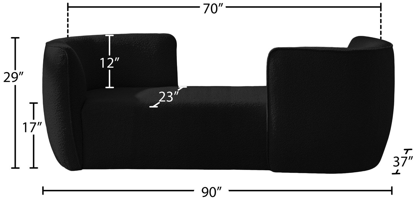 Meridian Furniture - Hilton Black Boucle Fabric Upholstered Chaise Lounge - 158Black - GreatFurnitureDeal