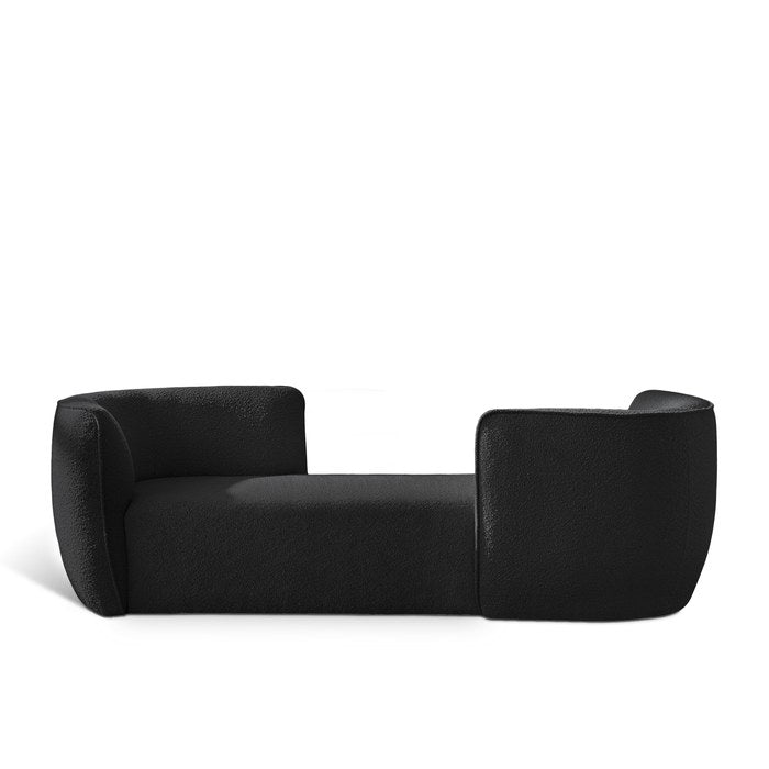Meridian Furniture - Hilton Black Boucle Fabric Upholstered Chaise Lounge - 158Black - GreatFurnitureDeal