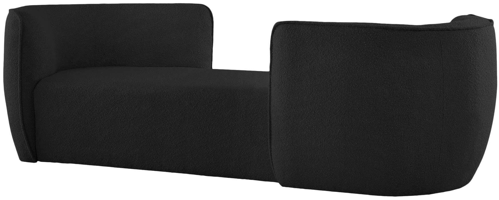 Meridian Furniture - Hilton Black Boucle Fabric Upholstered Chaise Lounge - 158Black - GreatFurnitureDeal