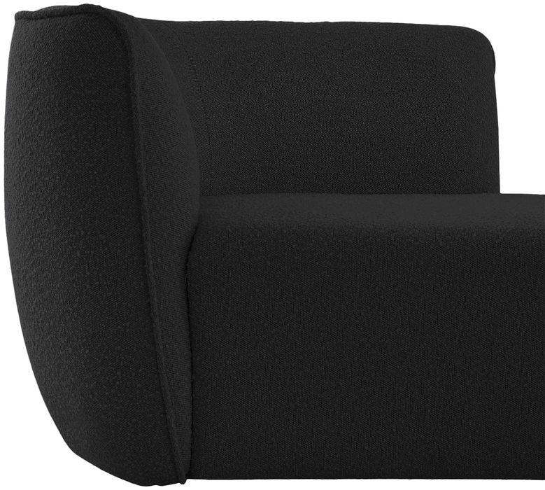 Meridian Furniture - Hilton Black Boucle Fabric Upholstered Chaise Lounge - 158Black - GreatFurnitureDeal