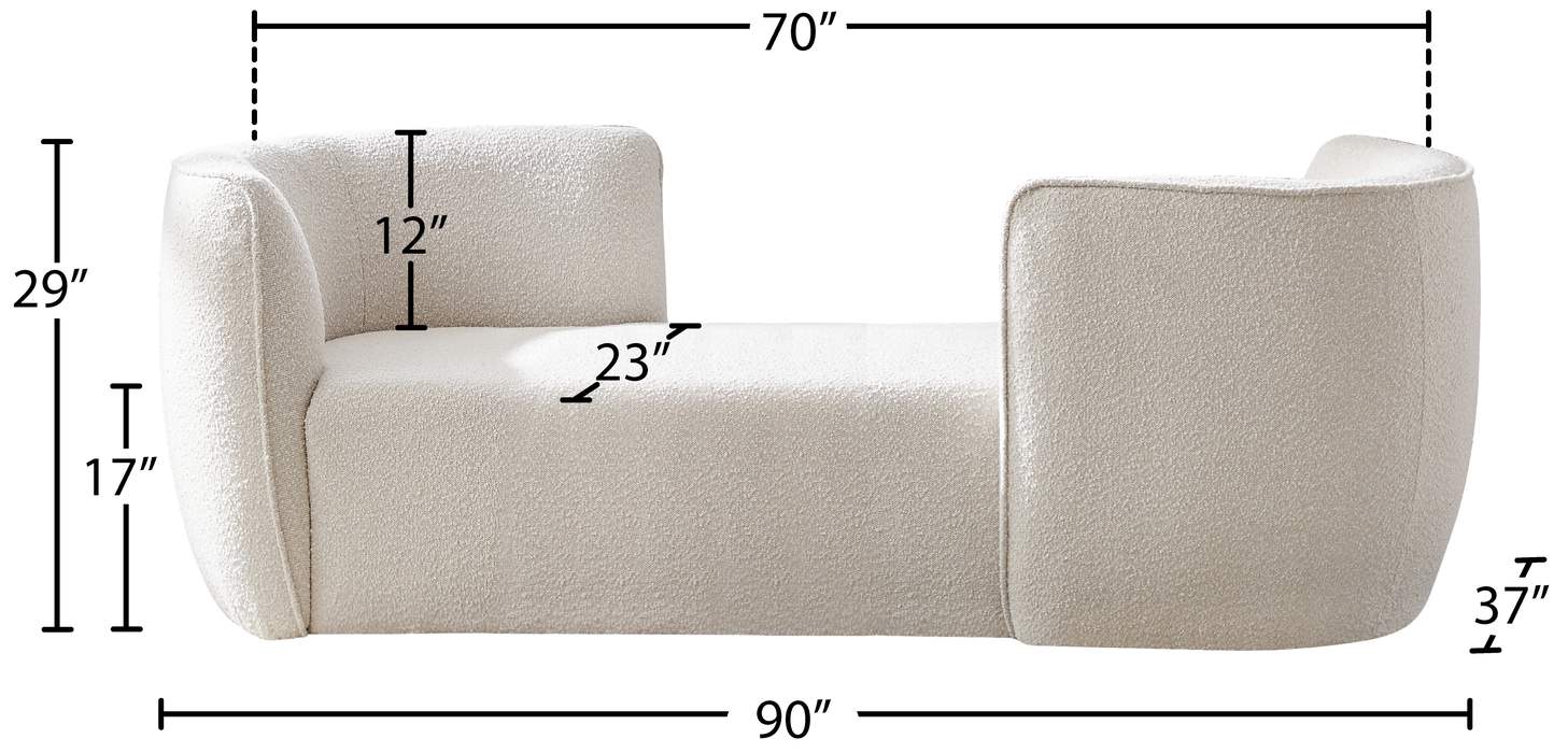 Meridian Furniture - Hilton Cream Boucle Fabric Upholstered Chaise Lounge - 158Cream - GreatFurnitureDeal