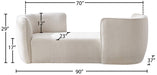 Meridian Furniture - Hilton Cream Boucle Fabric Upholstered Chaise Lounge - 158Cream - GreatFurnitureDeal