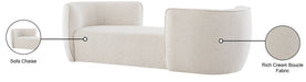 Meridian Furniture - Hilton Cream Boucle Fabric Upholstered Chaise Lounge - 158Cream - GreatFurnitureDeal