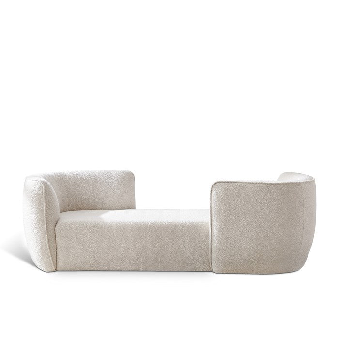 Meridian Furniture - Hilton Cream Boucle Fabric Upholstered Chaise Lounge - 158Cream - GreatFurnitureDeal